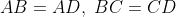 AB = AD,\;BC = CD